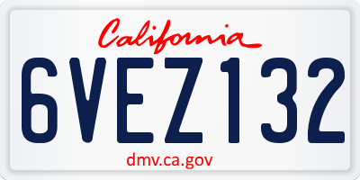 CA license plate 6VEZ132