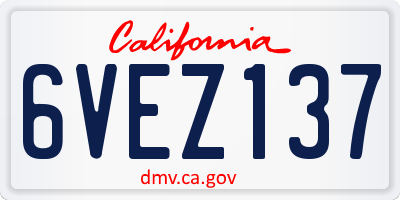 CA license plate 6VEZ137