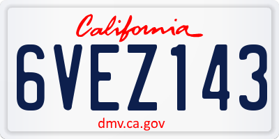 CA license plate 6VEZ143