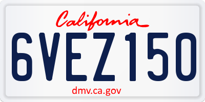 CA license plate 6VEZ150