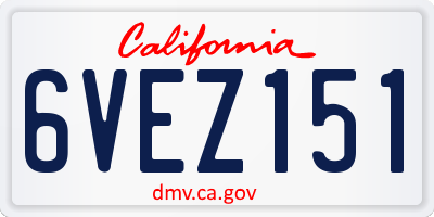 CA license plate 6VEZ151
