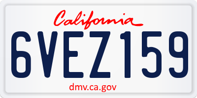 CA license plate 6VEZ159