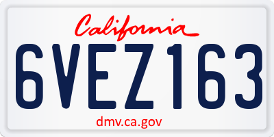 CA license plate 6VEZ163