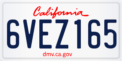 CA license plate 6VEZ165