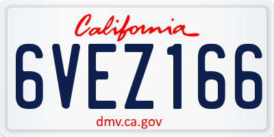CA license plate 6VEZ166