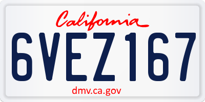 CA license plate 6VEZ167