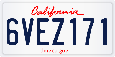 CA license plate 6VEZ171