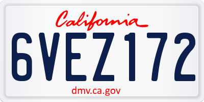 CA license plate 6VEZ172