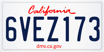 CA license plate 6VEZ173