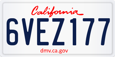 CA license plate 6VEZ177