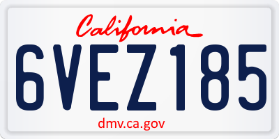 CA license plate 6VEZ185