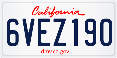 CA license plate 6VEZ190