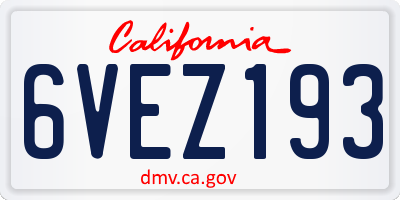 CA license plate 6VEZ193