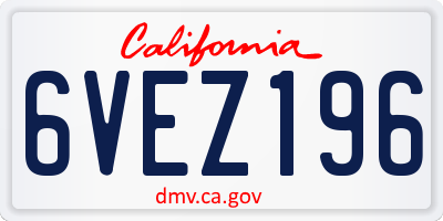 CA license plate 6VEZ196