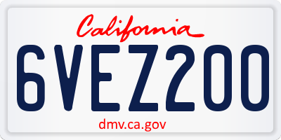 CA license plate 6VEZ200