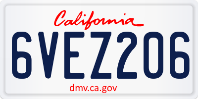 CA license plate 6VEZ206