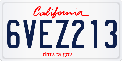 CA license plate 6VEZ213