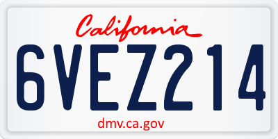CA license plate 6VEZ214