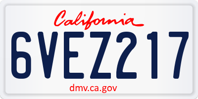 CA license plate 6VEZ217