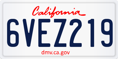 CA license plate 6VEZ219