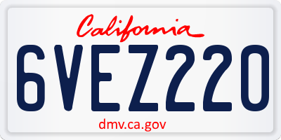CA license plate 6VEZ220