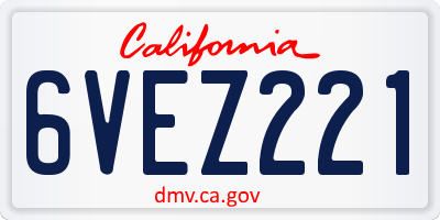 CA license plate 6VEZ221