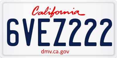 CA license plate 6VEZ222
