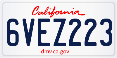 CA license plate 6VEZ223