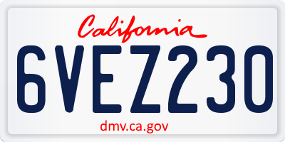 CA license plate 6VEZ230