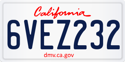 CA license plate 6VEZ232