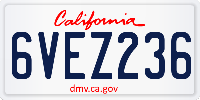 CA license plate 6VEZ236