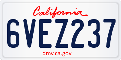 CA license plate 6VEZ237