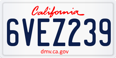 CA license plate 6VEZ239