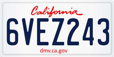 CA license plate 6VEZ243