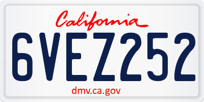 CA license plate 6VEZ252