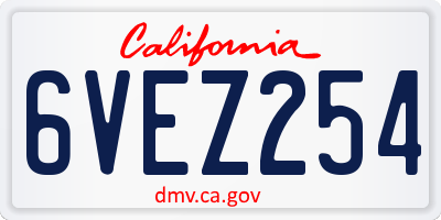 CA license plate 6VEZ254