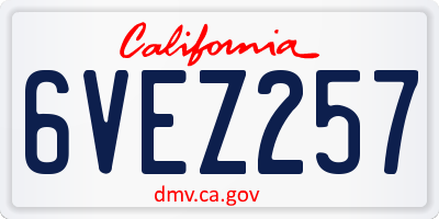 CA license plate 6VEZ257