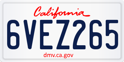 CA license plate 6VEZ265