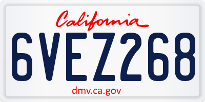 CA license plate 6VEZ268