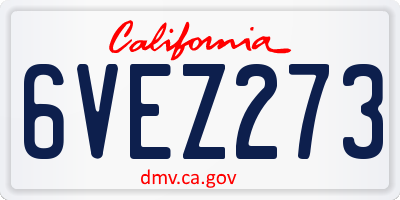 CA license plate 6VEZ273