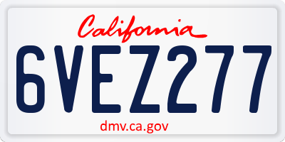 CA license plate 6VEZ277