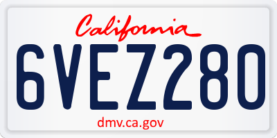 CA license plate 6VEZ280