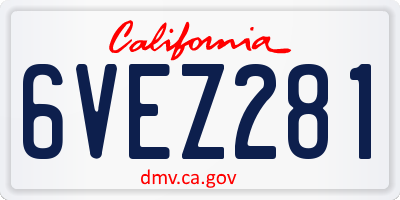 CA license plate 6VEZ281