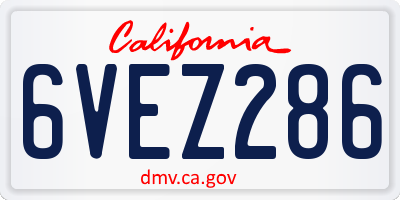 CA license plate 6VEZ286
