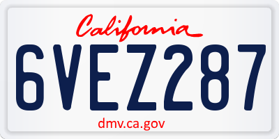 CA license plate 6VEZ287