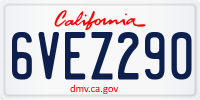 CA license plate 6VEZ290