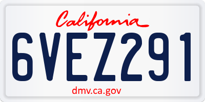 CA license plate 6VEZ291
