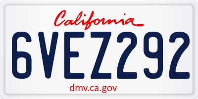 CA license plate 6VEZ292