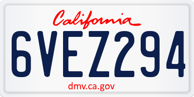 CA license plate 6VEZ294