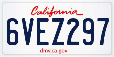 CA license plate 6VEZ297